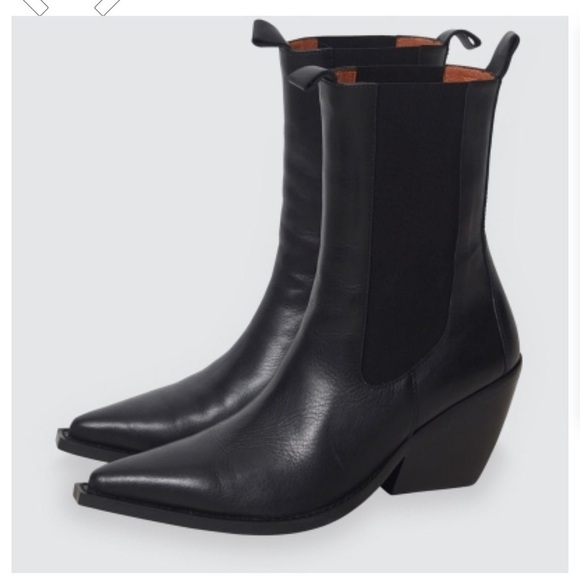 EUROPEAN FASHIO: made in Portugal DAY BIRGER ET Mikkelsen Black Boots Cuban Heel - Picture 1 of 6